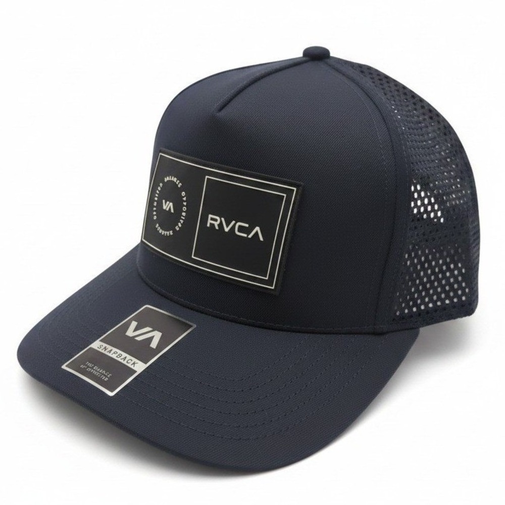 RVCA Amped Up Trucker Snapback Hat Navy Blue Perforated Mesh Cap 23D5502506